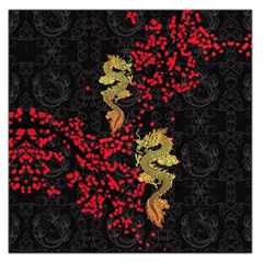 Vintage Dragon Black Chinese Luck Pattern African Head Wrap Square Satin Silk Scarf by CoolDesigns