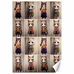 Cat Girls Portrait Photo Collage Set Illustration Ai Canvas 12  X 18  by dflcprintsclothing