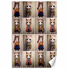 Cat Girls Portrait Photo Collage Set Illustration Ai Canvas 24  X 36  by dflcprintsclothing