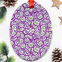 Funny Bacterias Drawing Motif Random Pattern Ornament (oval)