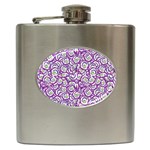 Funny Bacterias Drawing Motif Random Pattern Hip Flask (6 oz) Front