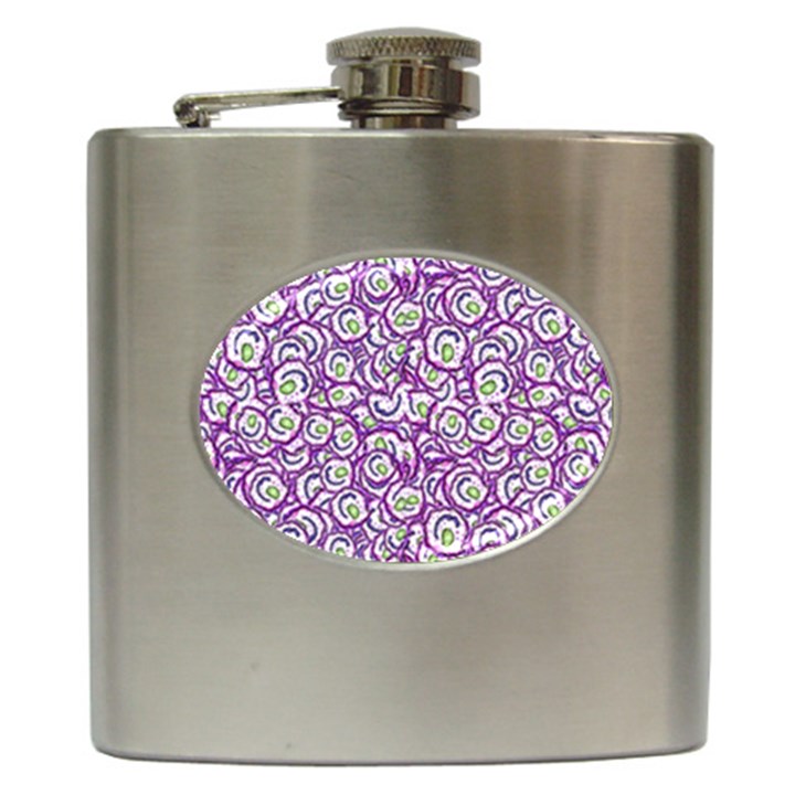 Funny Bacterias Drawing Motif Random Pattern Hip Flask (6 oz)