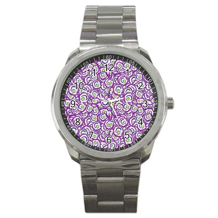 Funny Bacterias Drawing Motif Random Pattern Sport Metal Watch