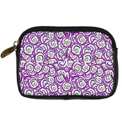 Funny Bacterias Drawing Motif Random Pattern Digital Camera Leather Case by dflcprintsclothing