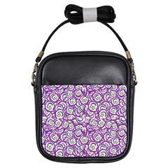 Funny Bacterias Drawing Motif Random Pattern Girls Sling Bag