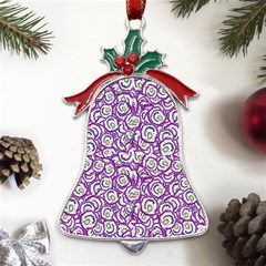 Funny Bacterias Drawing Motif Random Pattern Metal Holly Leaf Bell Ornament by dflcprintsclothing