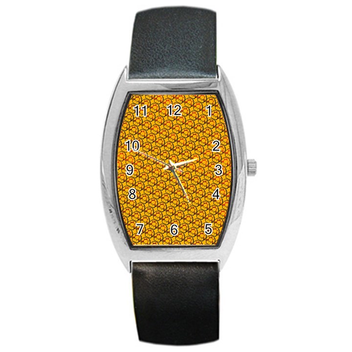 Pixel Art Mushroom Pattern Barrel Style Metal Watch