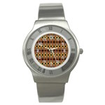 Colorful Geometric Pattern Design Stainless Steel Watch Front