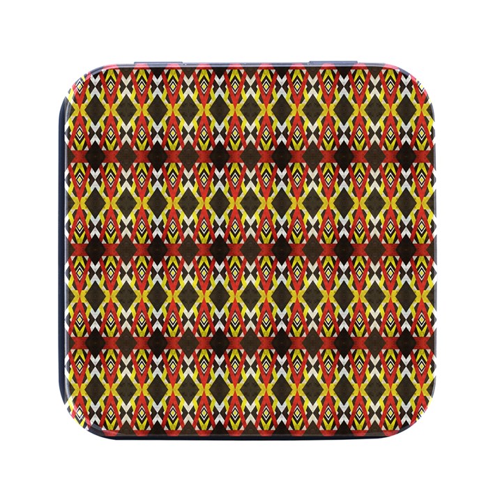 Colorful Geometric Pattern Design Square Metal Box (Black)