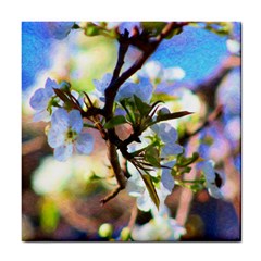 Springtime Pear Tree Blossoms Tile Coaster by ExtraGoodSauce