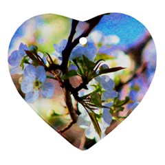 Springtime Pear Tree Blossoms Ornament (heart) by ExtraGoodSauce