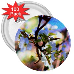 Springtime Pear Tree Blossoms 3  Buttons (100 Pack)  by ExtraGoodSauce