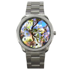 Springtime Pear Tree Blossoms Sport Metal Watch by ExtraGoodSauce