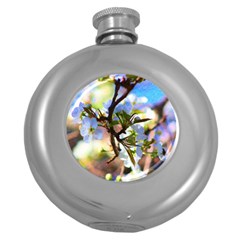 Springtime Pear Tree Blossoms Round Hip Flask (5 Oz) by ExtraGoodSauce