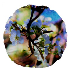 Springtime Pear Tree Blossoms Large 18  Premium Round Cushions by ExtraGoodSauce