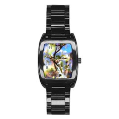 Springtime Pear Tree Blossoms Stainless Steel Barrel Watch by ExtraGoodSauce