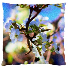 Springtime Pear Tree Blossoms Large Premium Plush Fleece Cushion Case (one Side) by ExtraGoodSauce