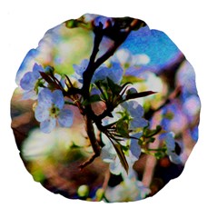 Springtime Pear Tree Blossoms Large 18  Premium Flano Round Cushions by ExtraGoodSauce