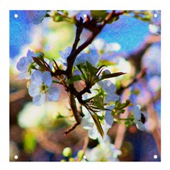 Springtime Pear Tree Blossoms Banner And Sign 4  X 4  by ExtraGoodSauce