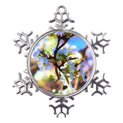 Springtime Pear Tree Blossoms Metal Large Snowflake Ornament by ExtraGoodSauce