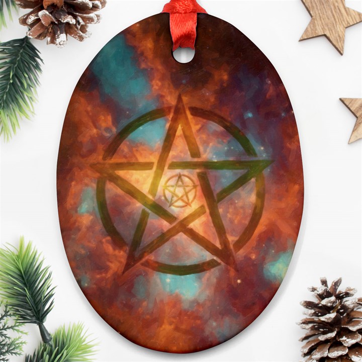 Enchanted Nebula Pentagram Art Ornament (Oval)