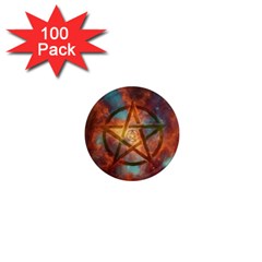 Enchanted Nebula Pentagram Art 1  Mini Magnets (100 Pack) 