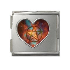 Enchanted Nebula Pentagram Art Mega Link Heart Italian Charm (18mm) by ExtraGoodSauce