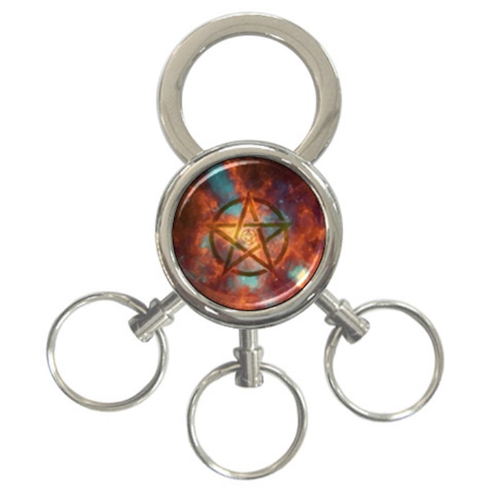 Enchanted Nebula Pentagram Art 3-Ring Key Chain