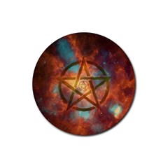 Enchanted Nebula Pentagram Art Rubber Coaster (round) by ExtraAwesomeSauce