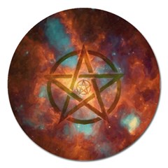 Enchanted Nebula Pentagram Art Magnet 5  (round) by ExtraGoodSauce