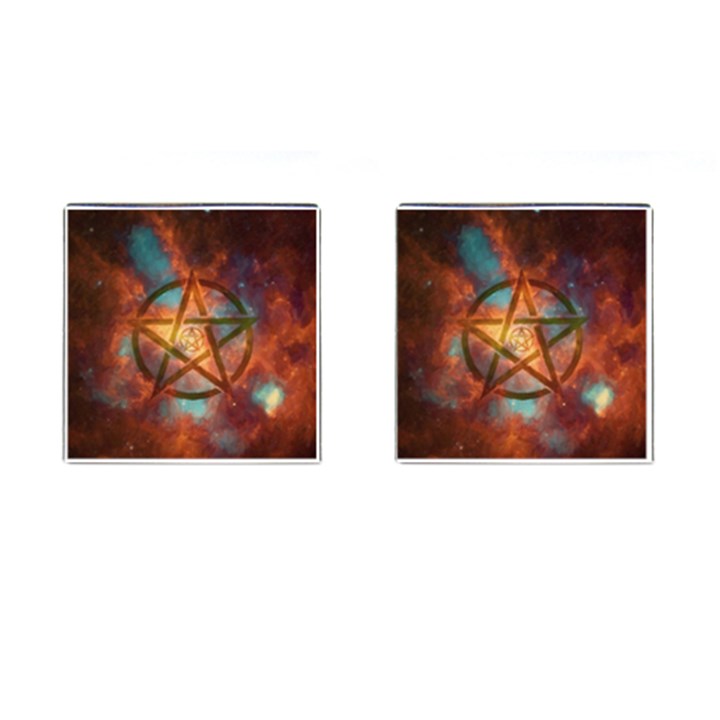 Enchanted Nebula Pentagram Art Cufflinks (Square)