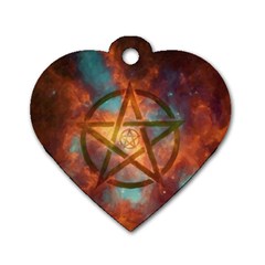 Enchanted Nebula Pentagram Art Dog Tag Heart (two Sides) by ExtraGoodSauce