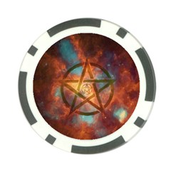 Enchanted Nebula Pentagram Art Poker Chip Card Guard by ExtraGoodSauce