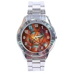 Enchanted Nebula Pentagram Art Stainless Steel Analogue Watch Front