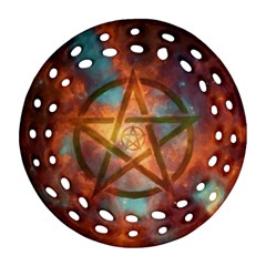 Enchanted Nebula Pentagram Art Ornament (round Filigree) by ExtraGoodSauce