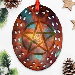 Enchanted Nebula Pentagram Art Ornament (oval Filigree)