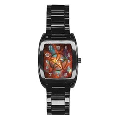 Enchanted Nebula Pentagram Art Stainless Steel Barrel Watch by ExtraGoodSauce