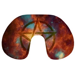 Enchanted Nebula Pentagram Art Travel Neck Pillow by ExtraGoodSauce