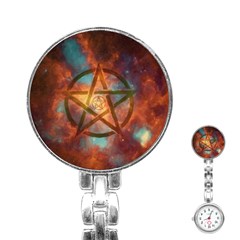 Enchanted Nebula Pentagram Art Stainless Steel Nurses Watch by ExtraGoodSauce