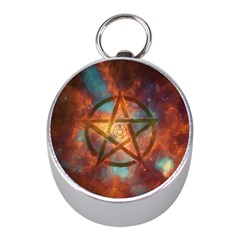 Enchanted Nebula Pentagram Art Mini Silver Compasses by ExtraGoodSauce