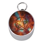 Enchanted Nebula Pentagram Art Mini Silver Compasses Front