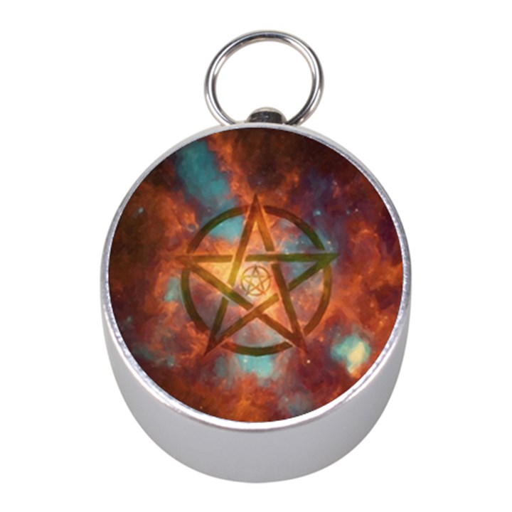 Enchanted Nebula Pentagram Art Mini Silver Compasses