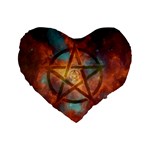 Enchanted Nebula Pentagram Art Standard 16  Premium Flano Heart Shape Cushions Front