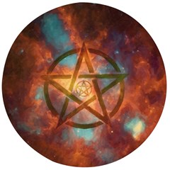 Enchanted Nebula Pentagram Art Wooden Bottle Opener (round) by ExtraGoodSauce