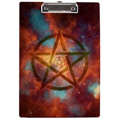 Enchanted Nebula Pentagram Art A4 Acrylic Clipboard by ExtraGoodSauce