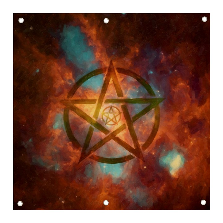 Enchanted Nebula Pentagram Art Banner and Sign 3  x 3 