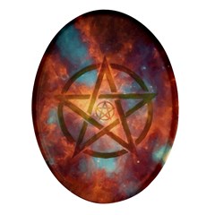 Enchanted Nebula Pentagram Art Oval Glass Fridge Magnet (4 Pack) by ExtraGoodSauce