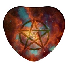 Enchanted Nebula Pentagram Art Heart Glass Fridge Magnet (4 Pack) by ExtraGoodSauce