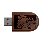 Enchanted Nebula Pentagram Art Wood Oval USB Flash Drive USB