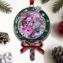  Blend On Pink Metal X mas Lollipop With Crystal Ornament by kaleidomarblingart